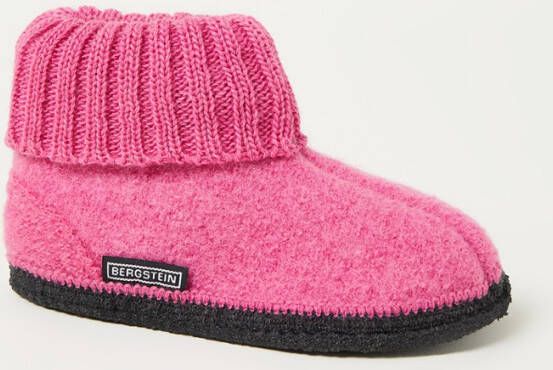 Bergstein Pantoffel van wol met gebreide omslag