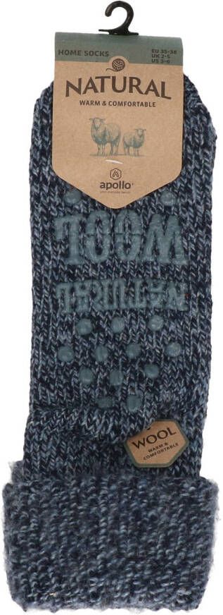 Apollo Dames Anti slip Wollen Huissokken/slofsokken Navy Blauw- 38 Huissokken