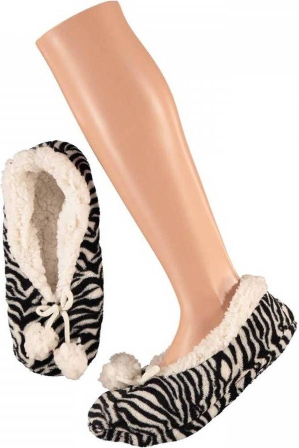 Apollo Dames Ballerina Pantoffels/sloffen Zebra Zwart/wit- 39 Sloffen Volwassenen