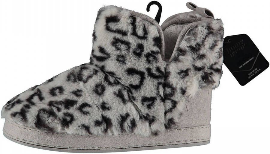 Apollo Dames Hoge Pantoffels/sloffen Luipaard Print Grijs- 38 Sloffen Volwassenen