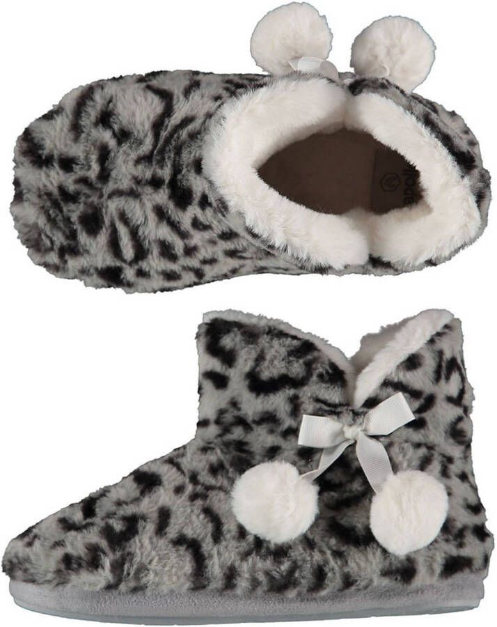 Apollo Dames Hoge Pantoffels/sloffen Luipaard Print Licht Grijs- 42 Sloffen Volwassenen