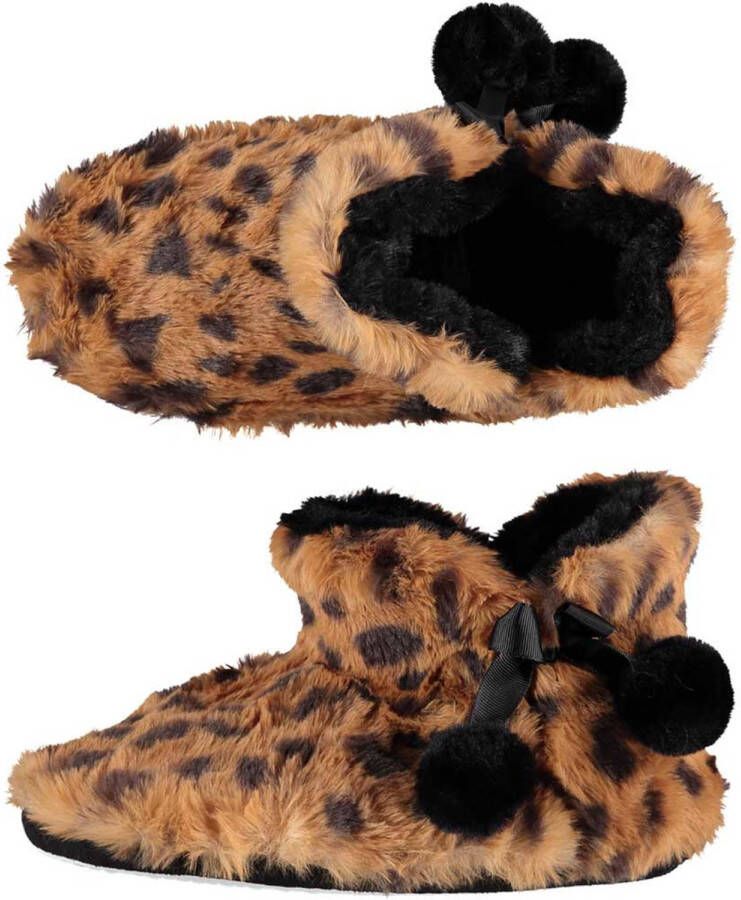 Apollo Dames Hoge Pantoffels/sloffen Luipaard Print Taupe- 40 Sloffen Volwassenen