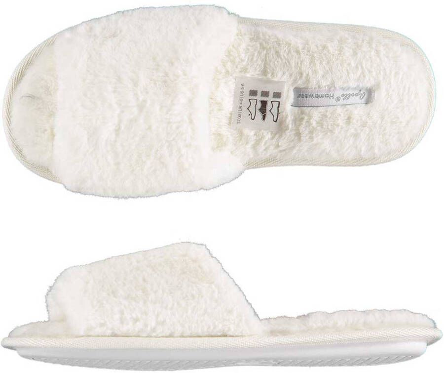Apollo Dames Huisslippers/instapsloffen/pantoffels Met Bont Wit- 40 Sloffen Volwassenen