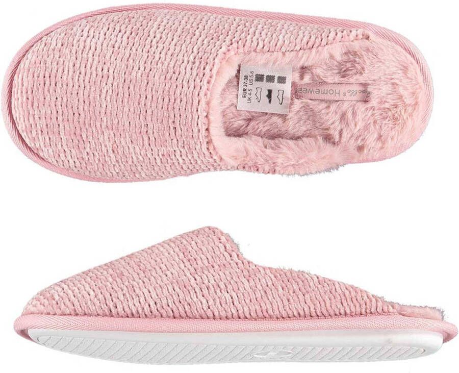 Apollo Dames Instap Slippers/pantoffels Gebreid Roze- 40 Sloffen Volwassenen