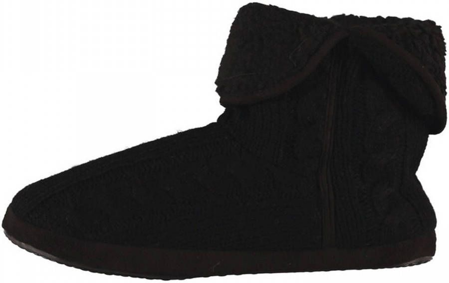 Apollo Heren Hoge Pantoffels/sloffen Gebreide Kabelprint Zwart 41 42 Sloffen Volwassenen