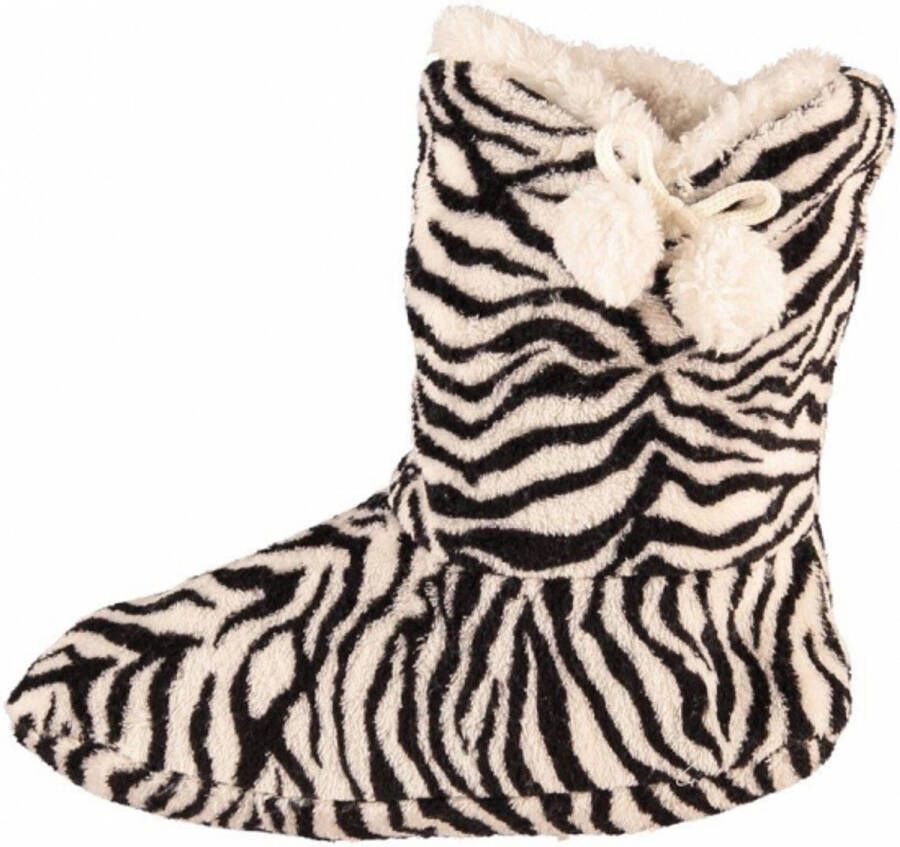 Apollo Hoge Dames Slof Sokken Met Zebra Print Zwart/wit 40 42 Sloffen Volwassenen