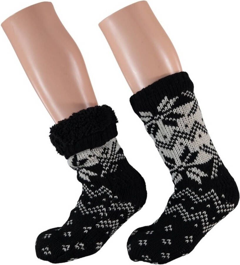 Apollo Jongens Anti slip Huissokken/slofsokken Nordic Zwart- 30 Huissokken