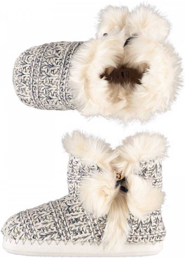 Apollo Meisjes Hoge Pantoffels/sloffen Gebreid Zwart/wit- 32 Sloffen Kinderen