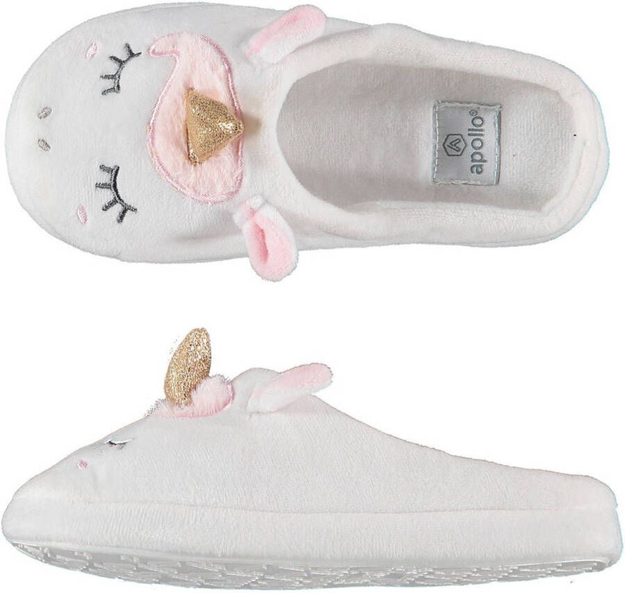 Apollo Meisjes Instap Slippers/pantoffels Eenhoorn Wit- 36 Sloffen Volwassenen
