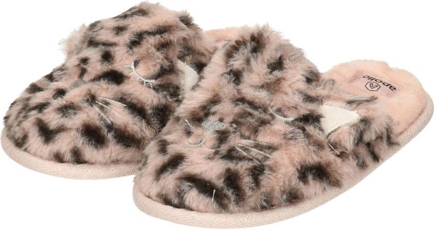 Apollo Meisjes Instap Slippers/pantoffels Luipaard Print Roze- 32 Sloffen Kinderen