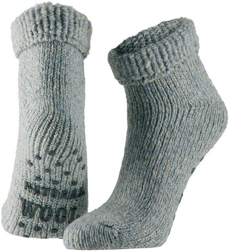 Apollo Wollen Anti slip Huissokken/slofsokken Voor Kinderen Grijs- 34 Huissokken Kinderen