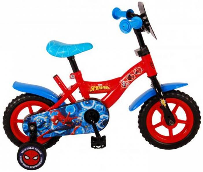 Marvel Spider man Kinderfiets Jongens 10 Inch Rood/blauw Doortrapper