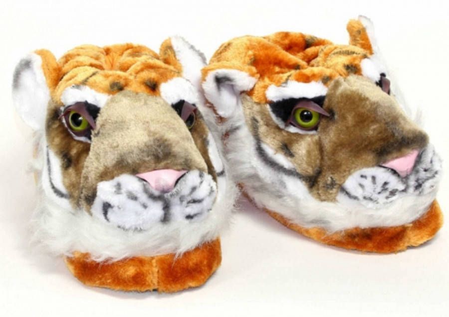 Merkloos Kinder Dierensloffen/Pantoffels Tijger S(34 36) Sloffen Kinderen