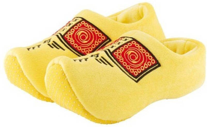 Merkloos Pluche Gele Klompen/clogs Sloffen/pantoffels Voor Volwassenen 45 47 Sloffen Volwassenen