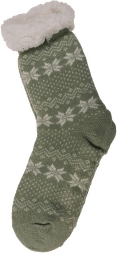 Out of the Blue Dames Anti slip Huissokken/slofsokken Army Green One size- 41 Huissokken