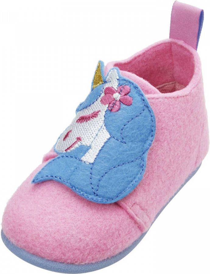 Playshoes Pantoffels Eenhoorn Meisjes Vilt/textiel Roze/blauw Mt 26