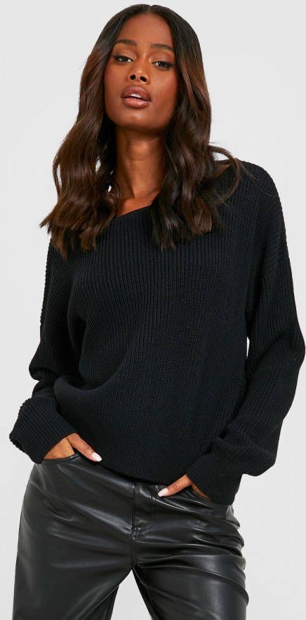 boohoo Basic Crop Top Met Boothals, Black