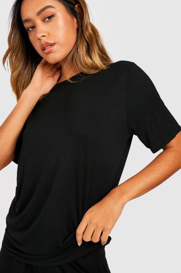 boohoo Basic Mix & Match Lounge T Shirt, Black