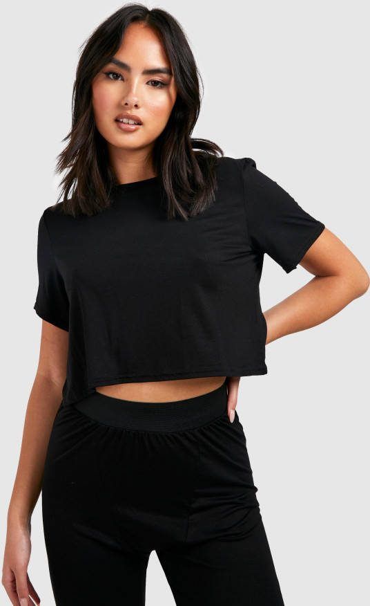 boohoo Boxy T Shirt En Leggings Met Naaddetail, Black