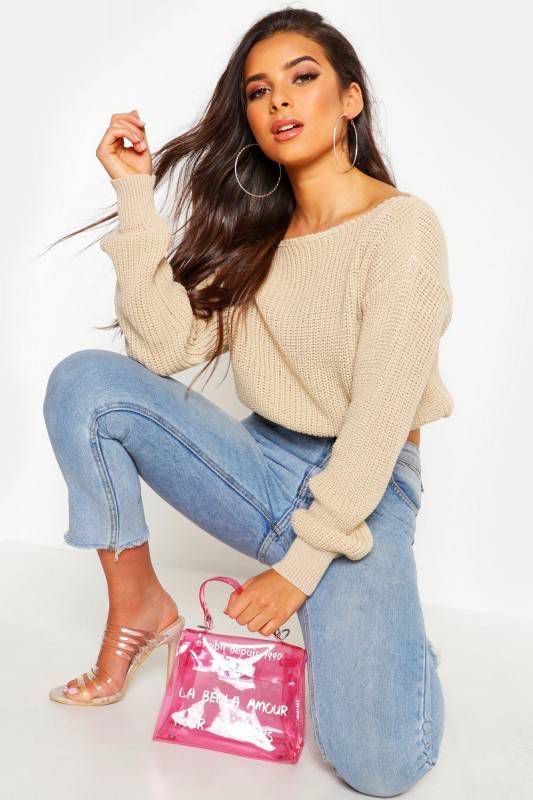 boohoo Ingekorte Visserstrui Met Boothals, Steenrood