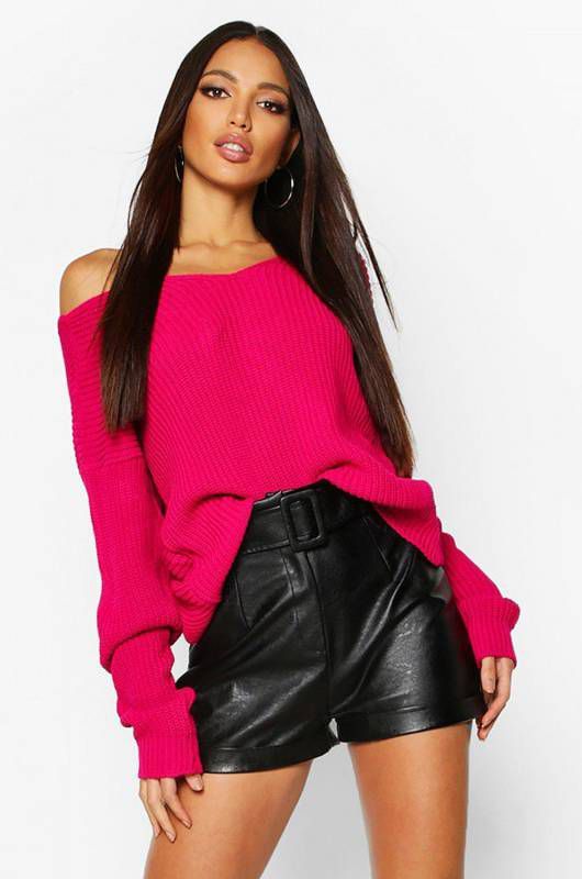 boohoo Korte Gedraaide Trui, Warm Roze