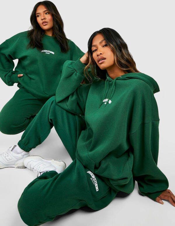 boohoo Dsgn Studio Joggingbroek Met Zoom Detail, Dark Green