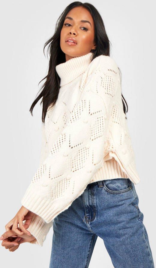 boohoo Gebreide Bolletjes Coltrui, Cream