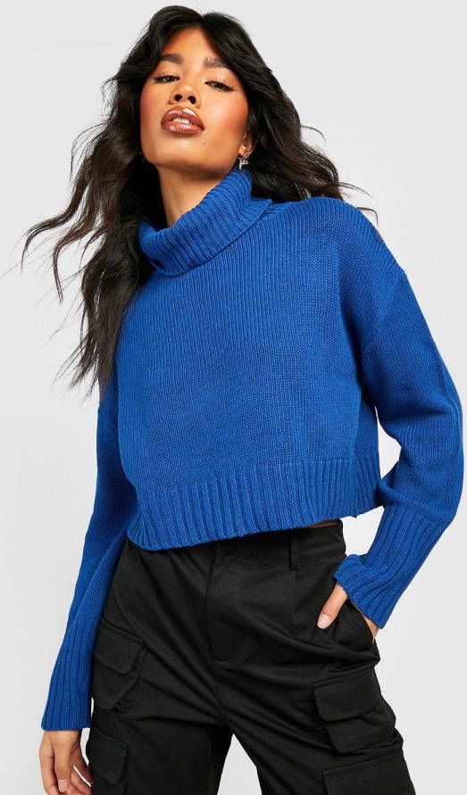 boohoo Gekleurde Korte Coltrui, Cobalt