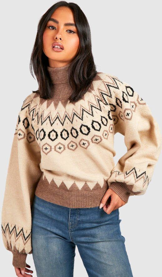 boohoo Korte Gebreide Yoke Coltrui, Stone