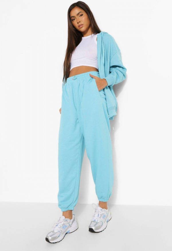 boohoo Oversized Geborduurde Woman Joggingbroek, Turquoise