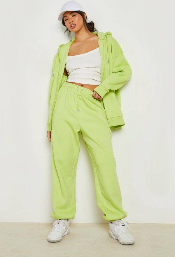 boohoo Oversized Gerecyclede Joggingbroek Met Reel Katoen, Lime