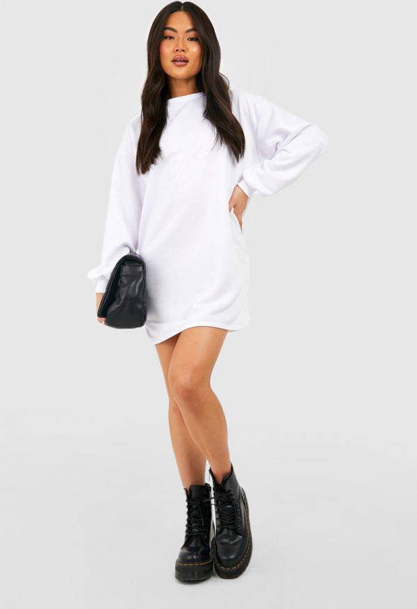 boohoo Oversized Trui Jurk, White