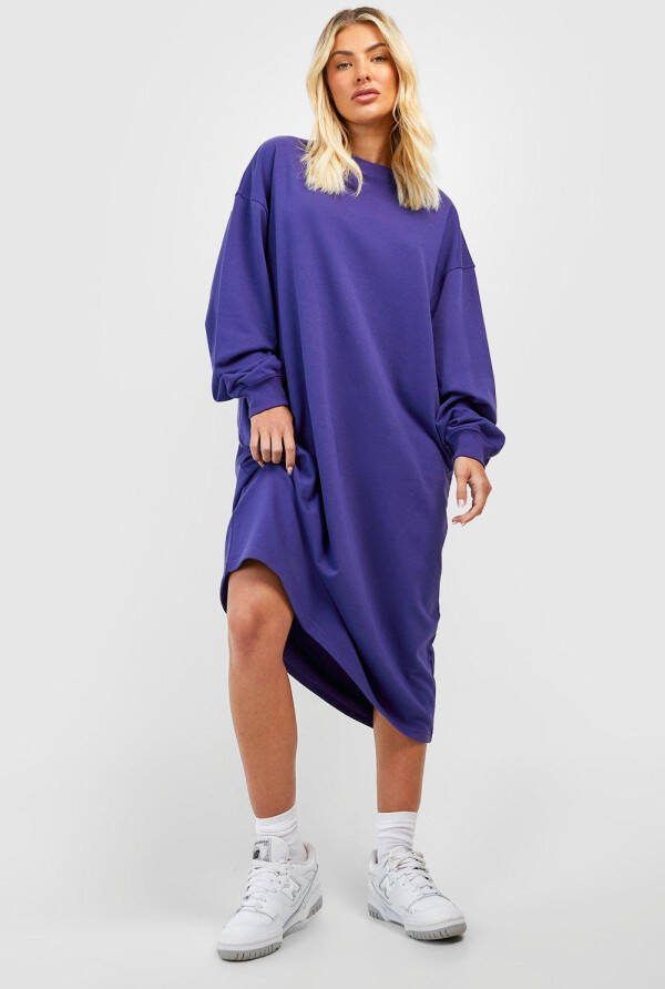 boohoo Super Oversized Midaxi Trui Jurk, Purple