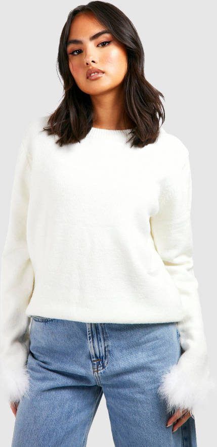 boohoo Trui Met Faux Fur Zoom, Ivory