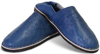 Safaary Marokkaanse Babouches Heren Leer Blauw 43