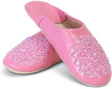 Safaary Marokkaanse Sloffen Leer Roze Pailletten 40