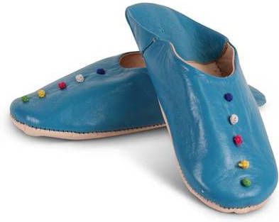 Safaary Marokkaanse sloffen Pompons Blauw 37