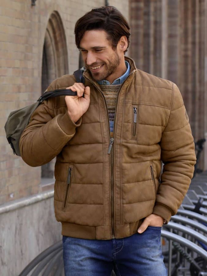 BABISTA Leren blouson in trendy doorgestikt design Camel