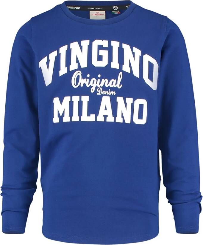 VINGINO ! Jongens Shirt Lange Mouw Maat 176 Blauw Katoen/elasthan