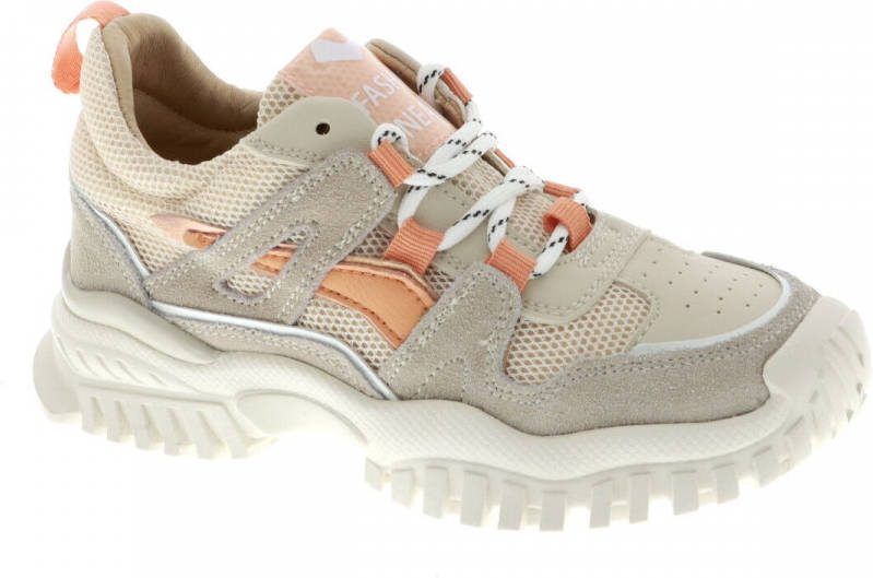 Shoesme FS22S001 B leren sneakers beige/oranje