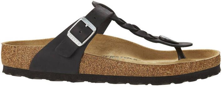 Birkenstock Slippers in vet leer met teenstukje Gizeh Braided