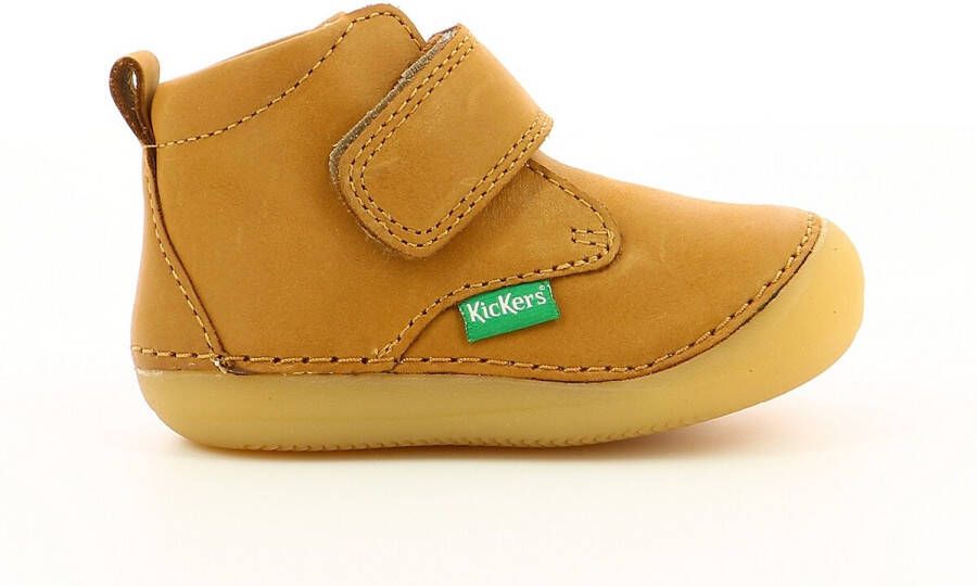 Kickers Soepele slofjes in leer met klittenband Sabio