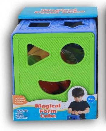 Jonotoys Vormenstoof Magical Form Cube 14 Cm Blauw/groen