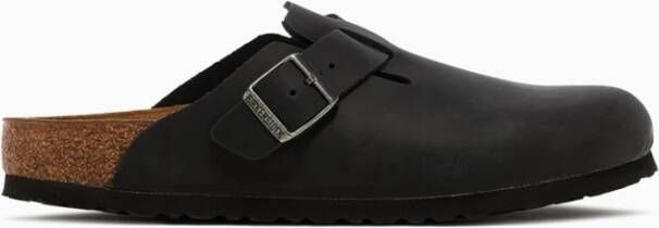 Birkenstock Boston geolied lederen klompen , Zwart, Heren