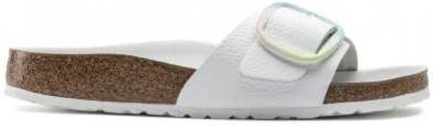 Birkenstock Madrid Big Buckle lederen sandalen , Wit, Dames