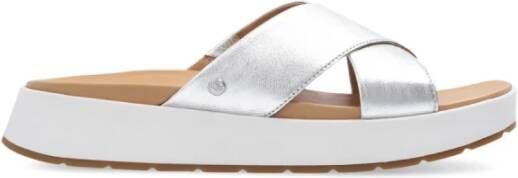 Ugg Emily Sandales voor Dames in Silver Metallic,| Leder