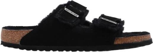 Birkenstock Arizona Shearling glijbanen , Zwart, Heren