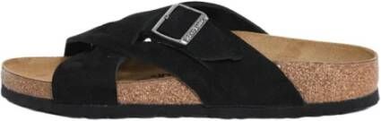 Birkenstock Lugano sandalen in Nabuk , Zwart, Heren
