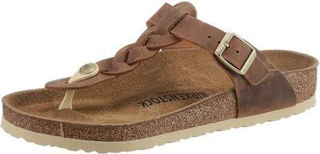 Birkenstock Slippers in vet leer met teenstukje Gizeh Braided