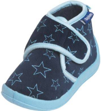 Playshoes pantoffels met sterrendessin Velcro donkerblauw/lichtblauw